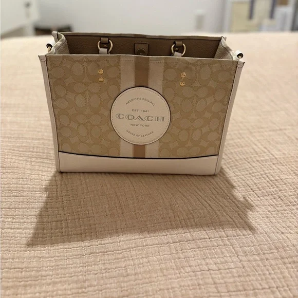 Coach Dempsey Tan and Cream Signature Tote - Picture 2 of 5